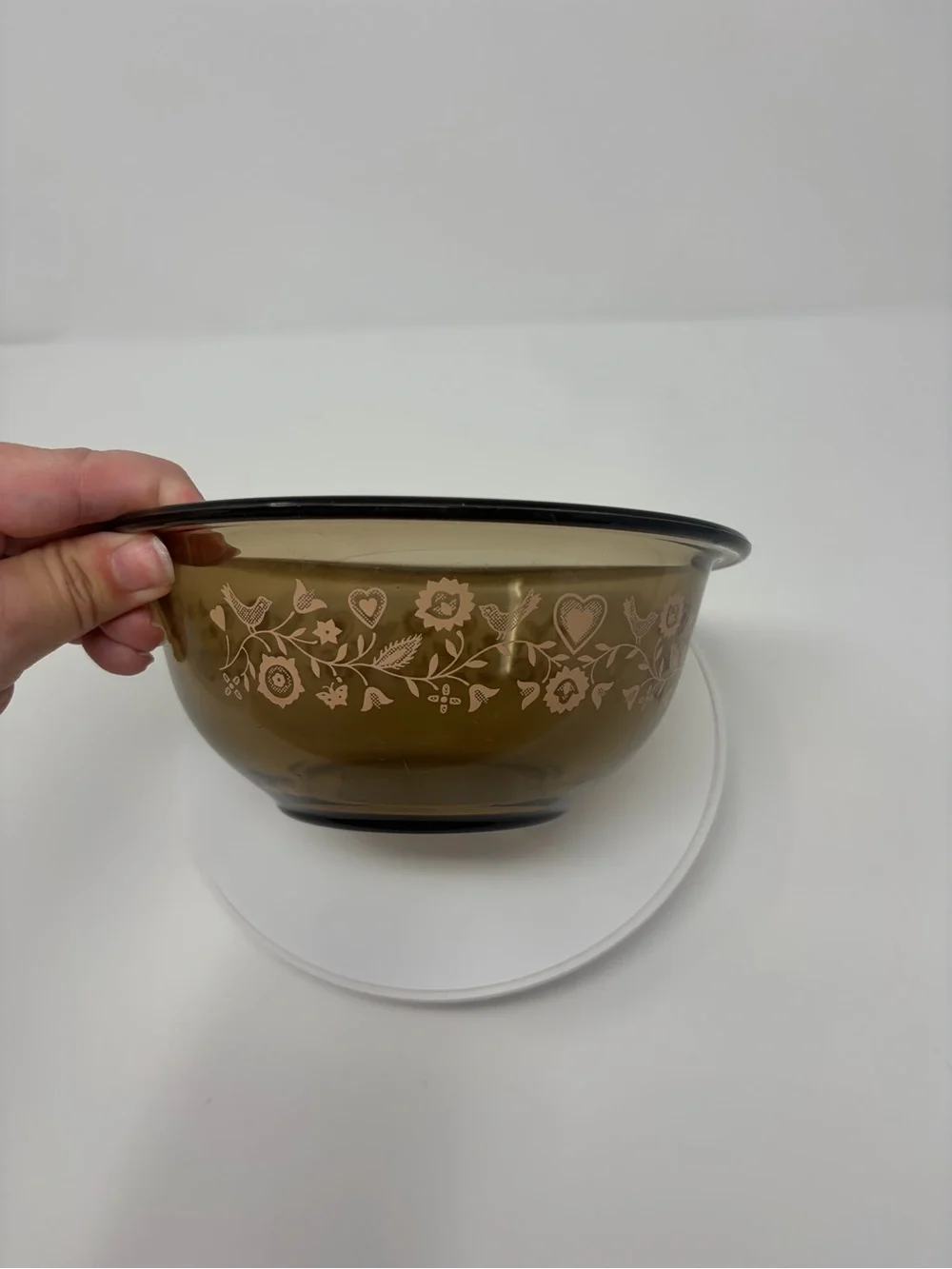 Vintage Pyrex Brown/Amber Clear Mixing Bowl Festive Harvest